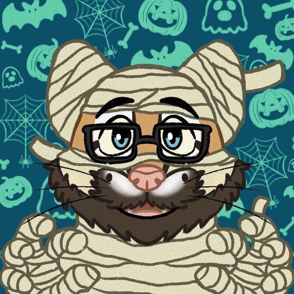 An ocelot dressed as a mummy 