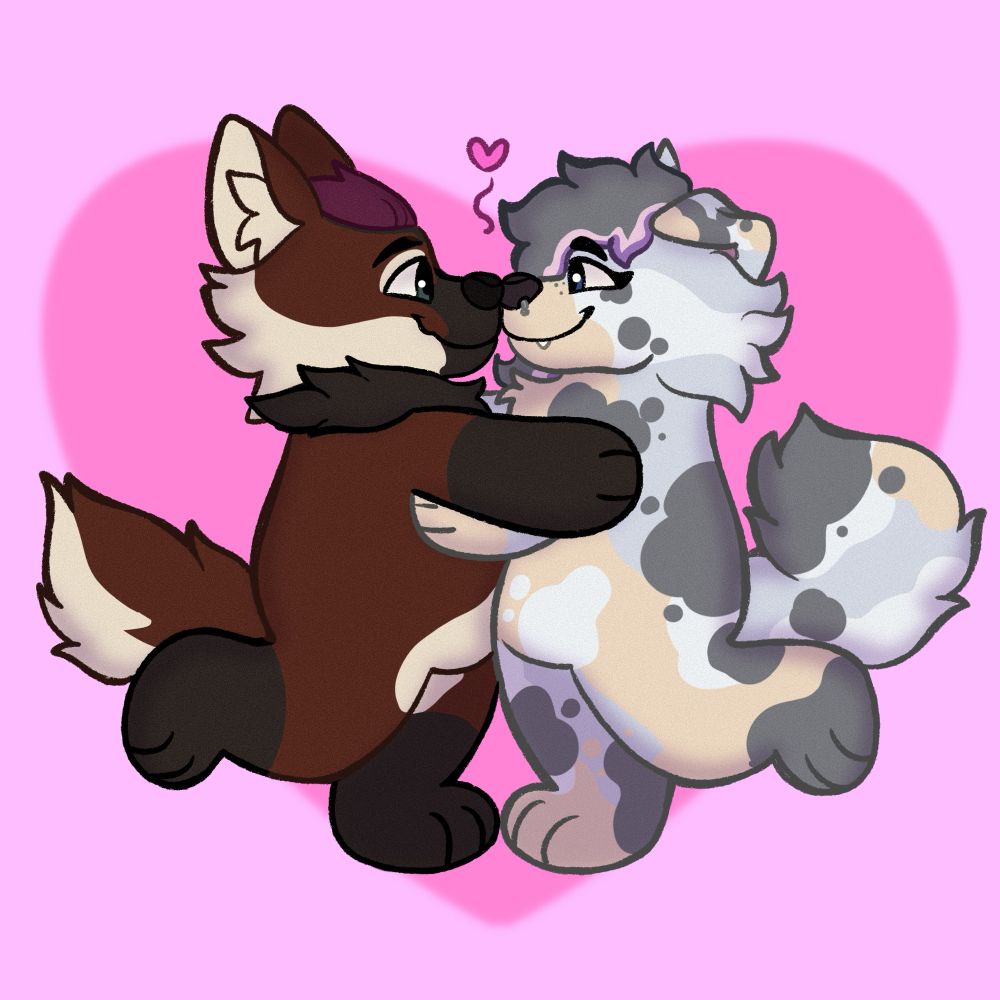 Dog and maned wolf ych example 