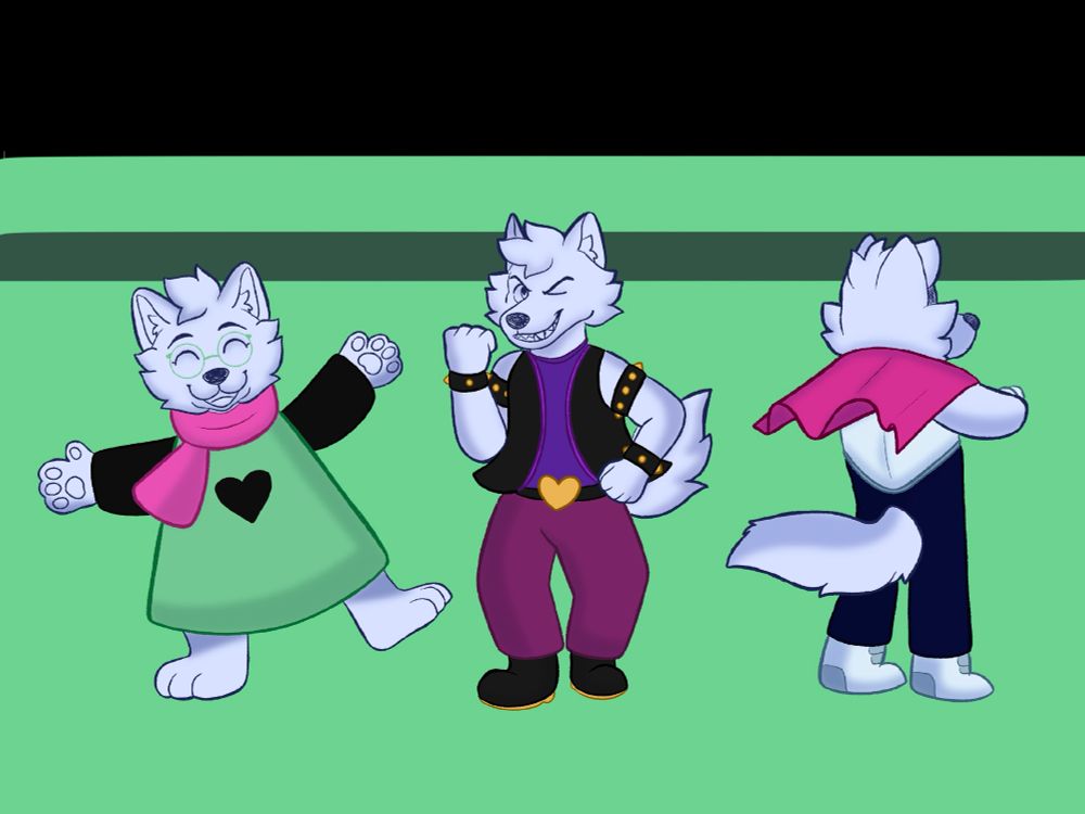 Ych examples of ralsei, Susie and Kris from Deltarune 