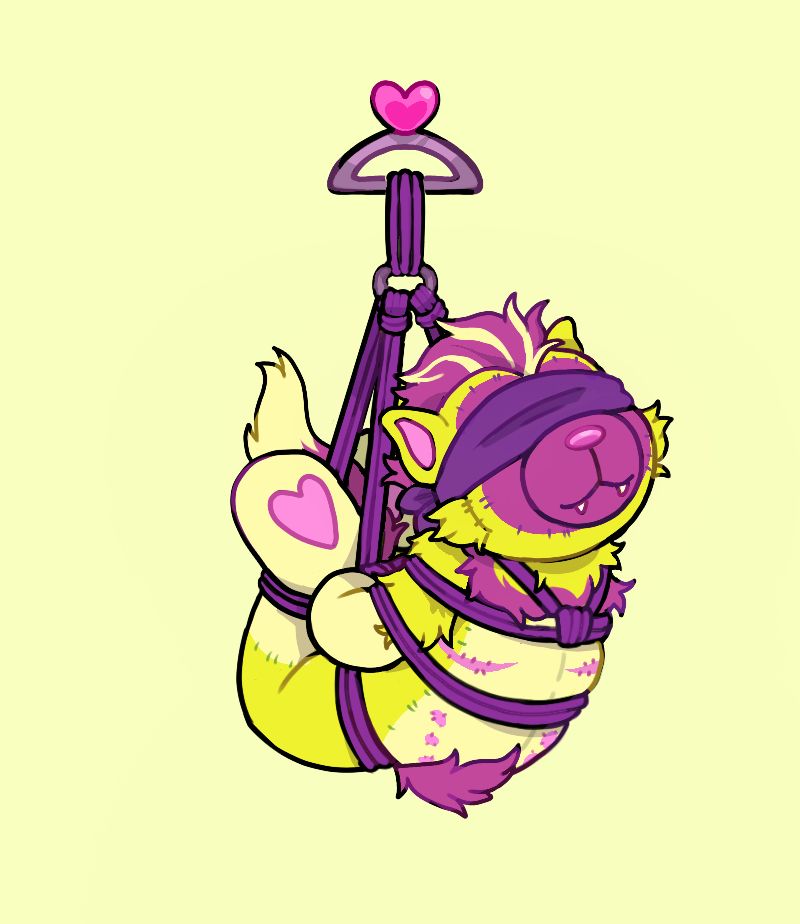 Plush honeydew suspended in bondage 