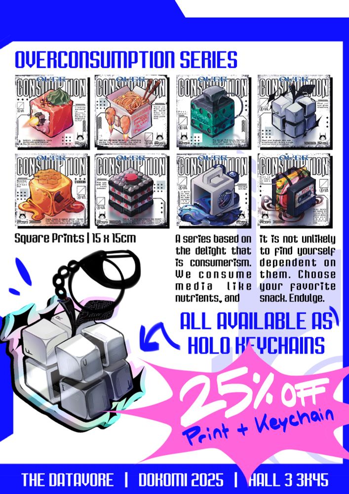 Food cube art prints and keychains