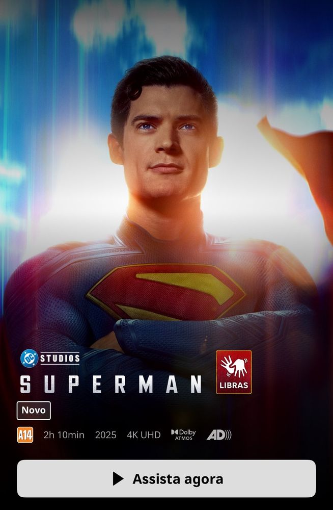 poster do filme superman na hbo max com etiqueta de libras