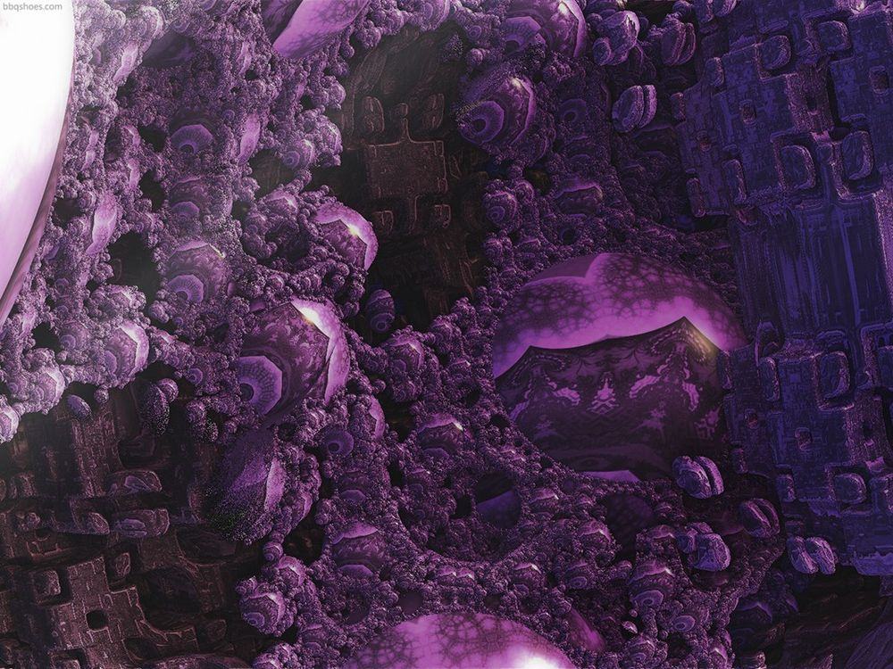 joskn-kleinifs mandelbulb bubbles with rounded cube structures in purple
