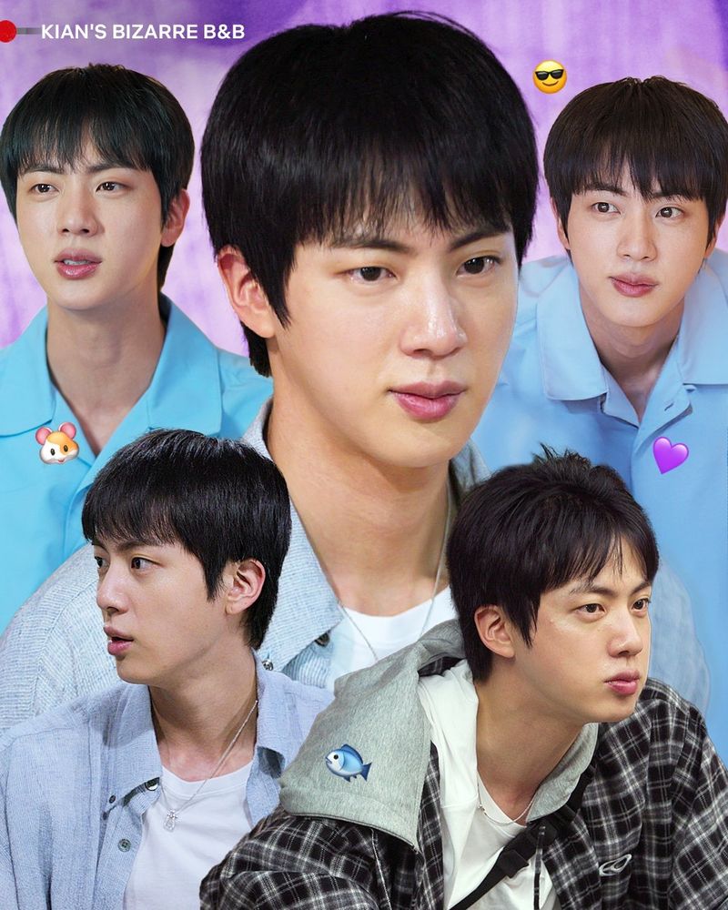 A collage of Seokjin cutouts from Kian’s Bizarre B&B
