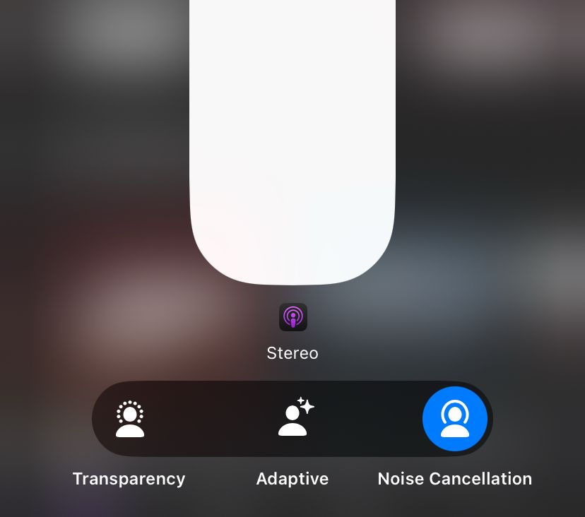 screenshot of the AirPod settings on an iPhone showing that they are set to noise cancellation 