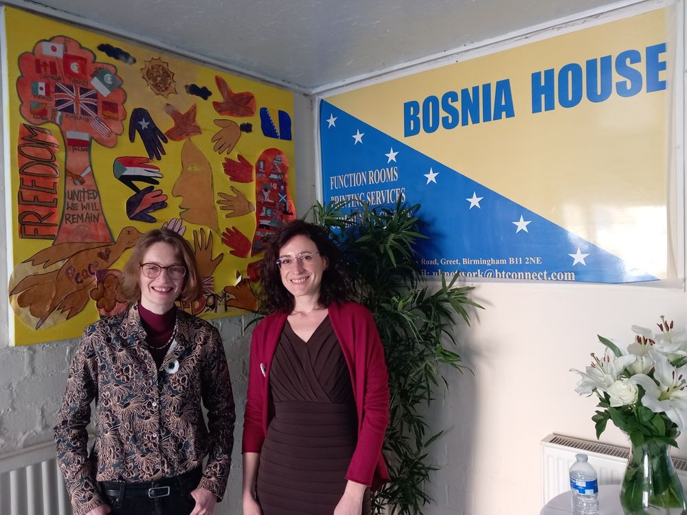 Larissa Allwork (PI) and Giulia Levi (Co-I) at the Derby Bosnia Herzegovina Community Association in Derby.