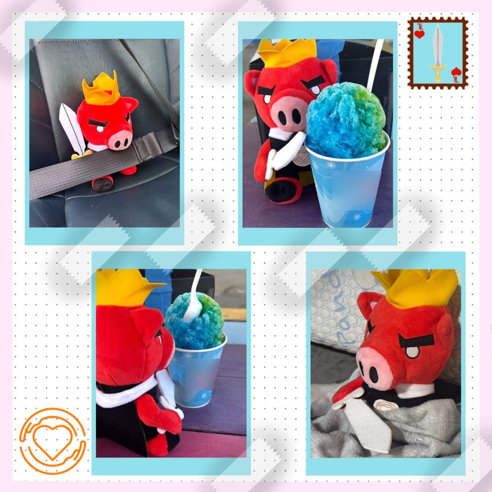 The final slide is various pictures of Technoknife with a snowcone with the same graphic design as previous slides. 
