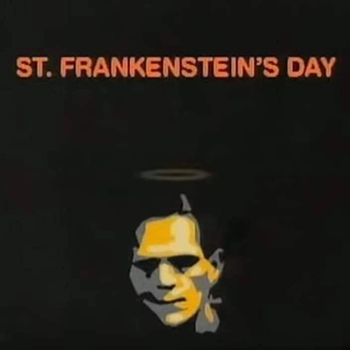 A pic to represent St Frankenstein's Day, where the Frankenstein monster has a halo
