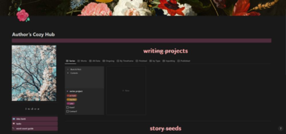 Author's Cozy Hub - Notion Template - May Barros's Ko-fi Shop