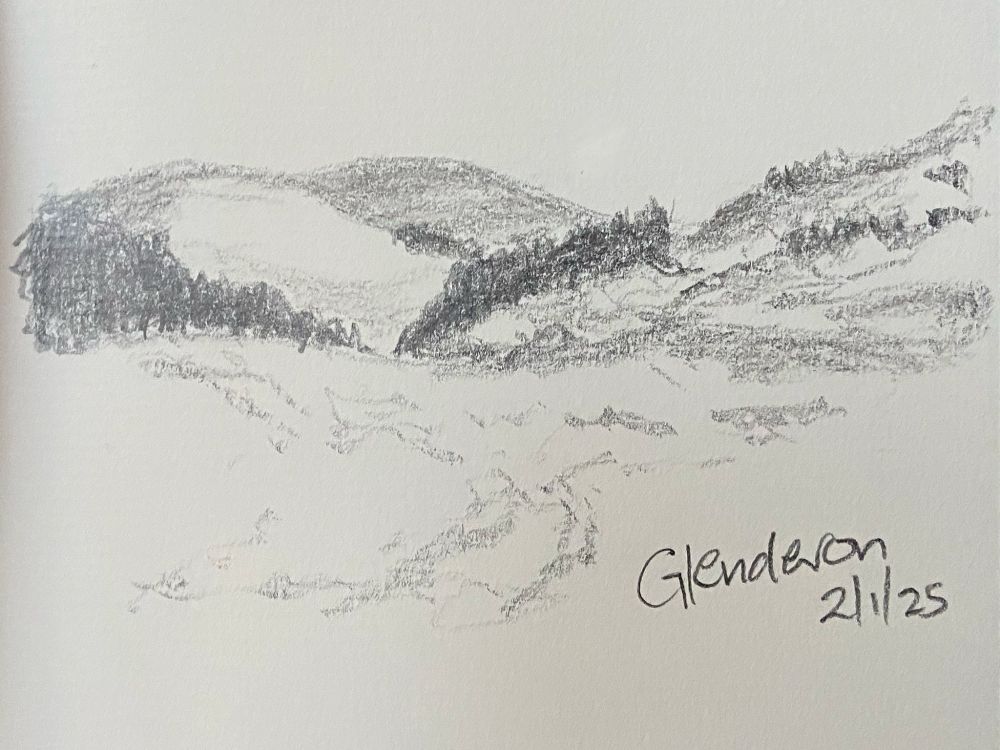 A pencil sketch of Glendevon, Scotland