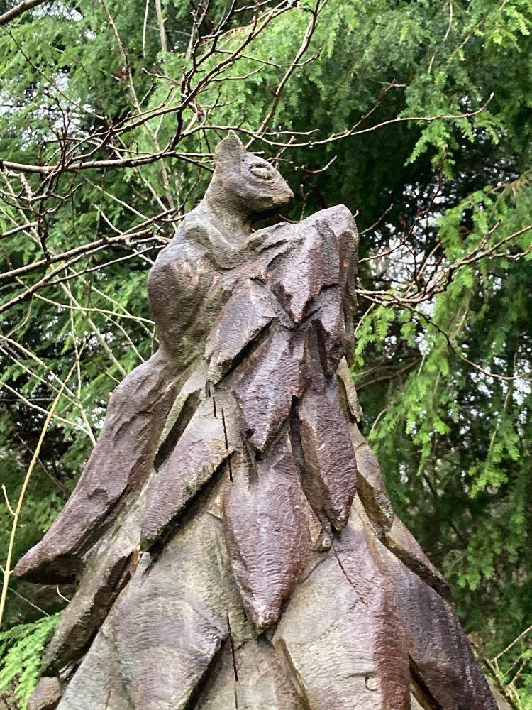 Wood sculpture of squirrel. Forest of Ae: https://forestryandland.gov.scot/visit/forest-of-ae