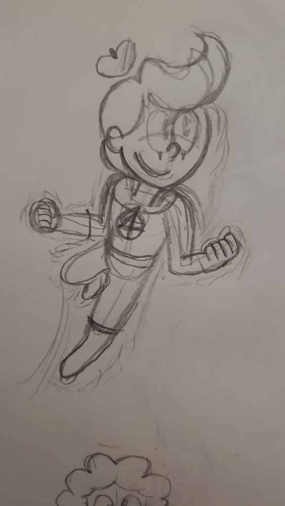 Sketch of Silence the Mime as the Human Torch
