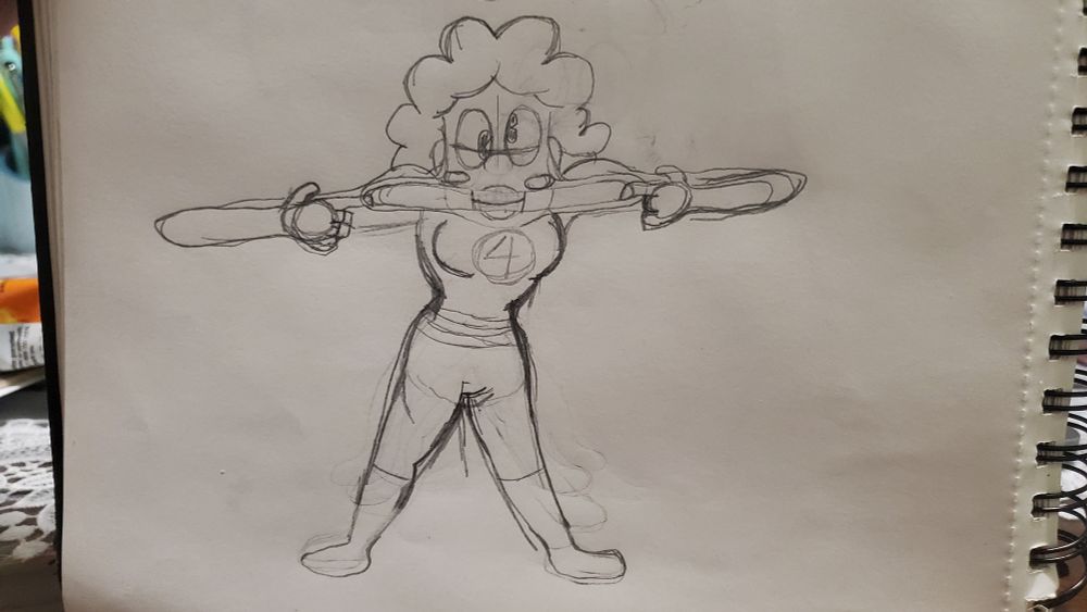 Sketch of Chatterbox as Mr. Fantastic