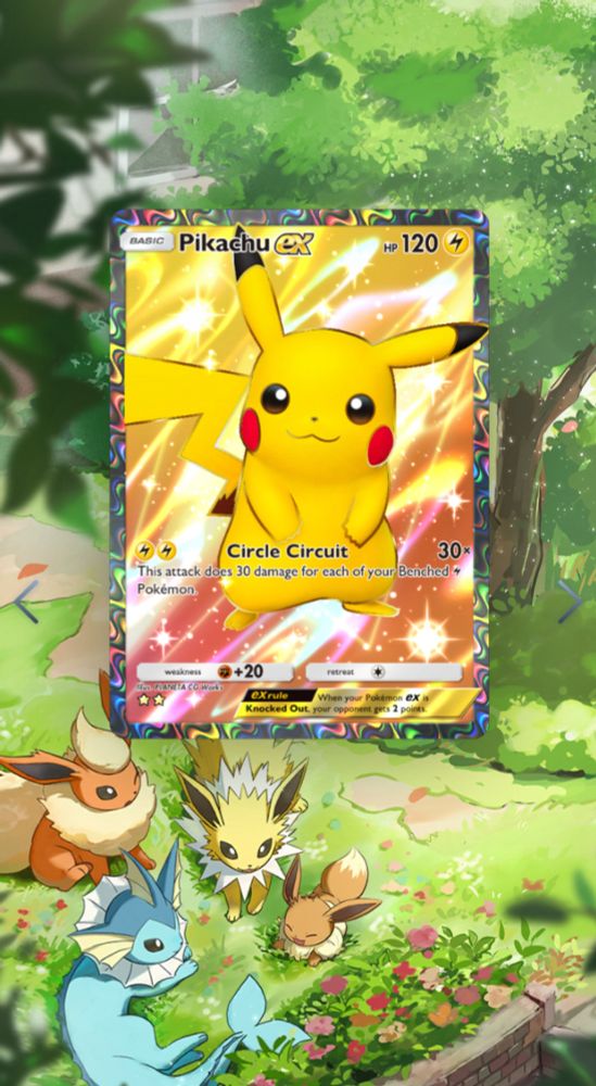 Display card of a Pikachu EX card