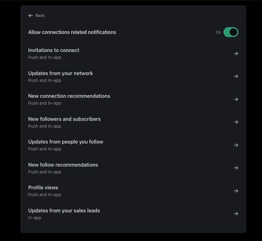 Picture of linkedin notification settings