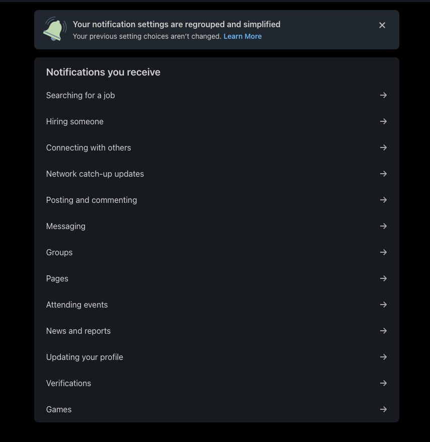 Picture of linkedin notification settings