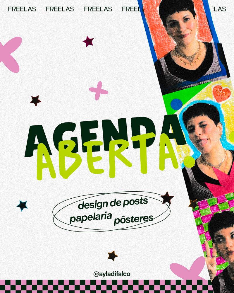 agenda aberta
design de posts
papelaria
pôsteres