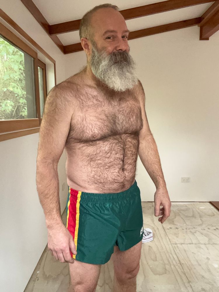 Growler in Aussiebum Rugby Blitz classic rugby shorts.