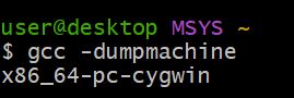 $ gcc -dumpmachine
x86_64-pc-cygwin