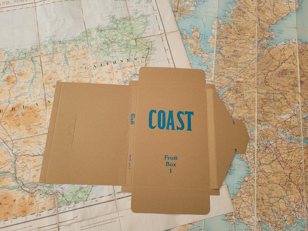 Old maps of Scotland with a flat box on top printed with Coast, Frost box 1