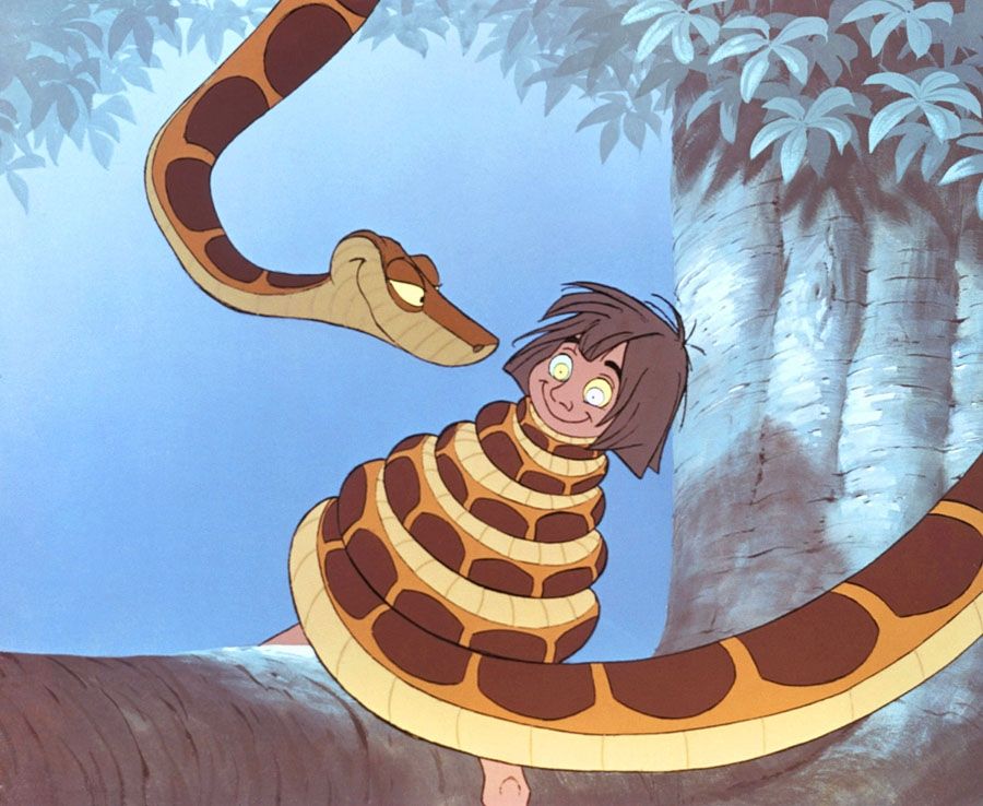 Kaa hypnotizing Mowgli in The Jungle Book