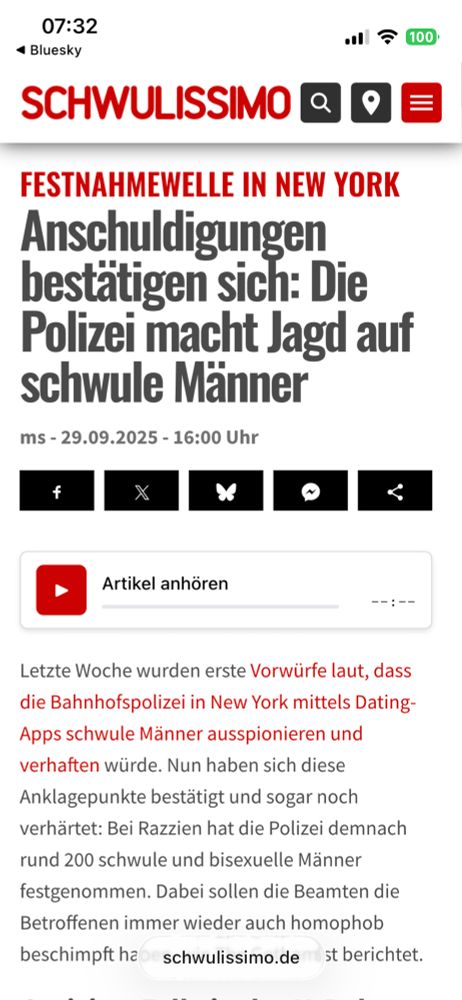 Das Magazin „Schwulissimo“ schreibt: „FESTNAHMEWELLE IN NEW YORK - Anschuldigungen bestätigen sich: Die Polizei macht Jagd auf schwule Männer“:

https://schwulissimo.de/neuigkeiten/festnahmewelle-new-york-rund-200-schwule-inhaftiert
