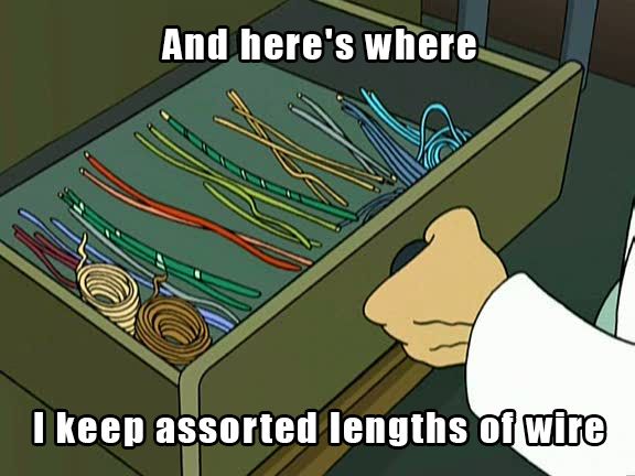 And here's where I keep assorted lengths of wire