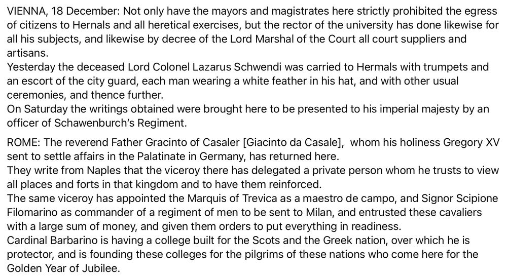 News from Vienna and Rome published in Antwerp on 17 January 1625.