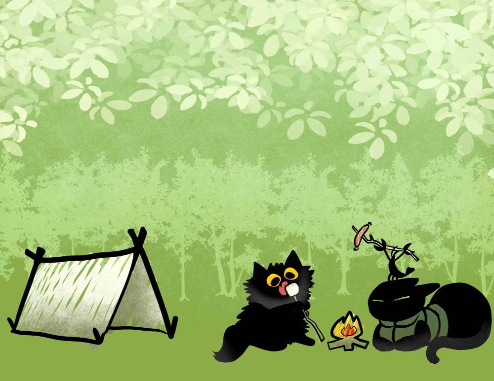 The cats and crawfish enjoying a camping trip