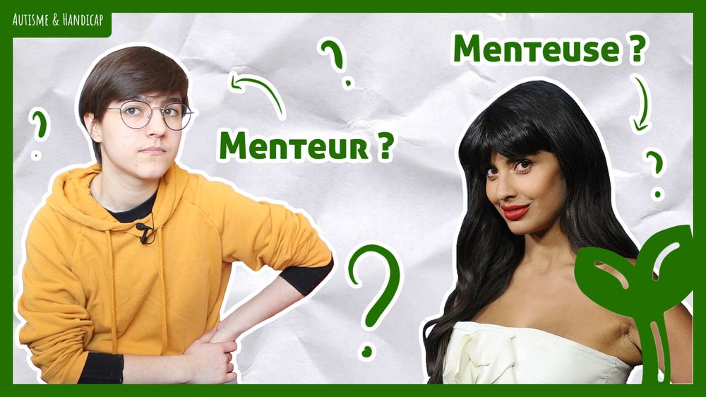 Miniature de la vidéo. A gauche, Alistair, un jeune homme blanc avec un coupe au bol et un pull jaune. A droit, Jameela Jamil, une femme sud asiatique avec de longs cheveux et du maquillage. Chacun est pointé par une flèche accompagnée du texte « Menteur ? » et « Menteuse ? ».
