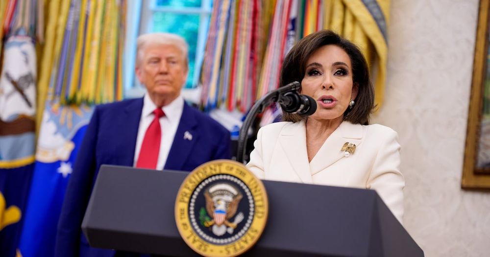 The president raved about Jeanine Pirro’s TV career after her confirmation vote.