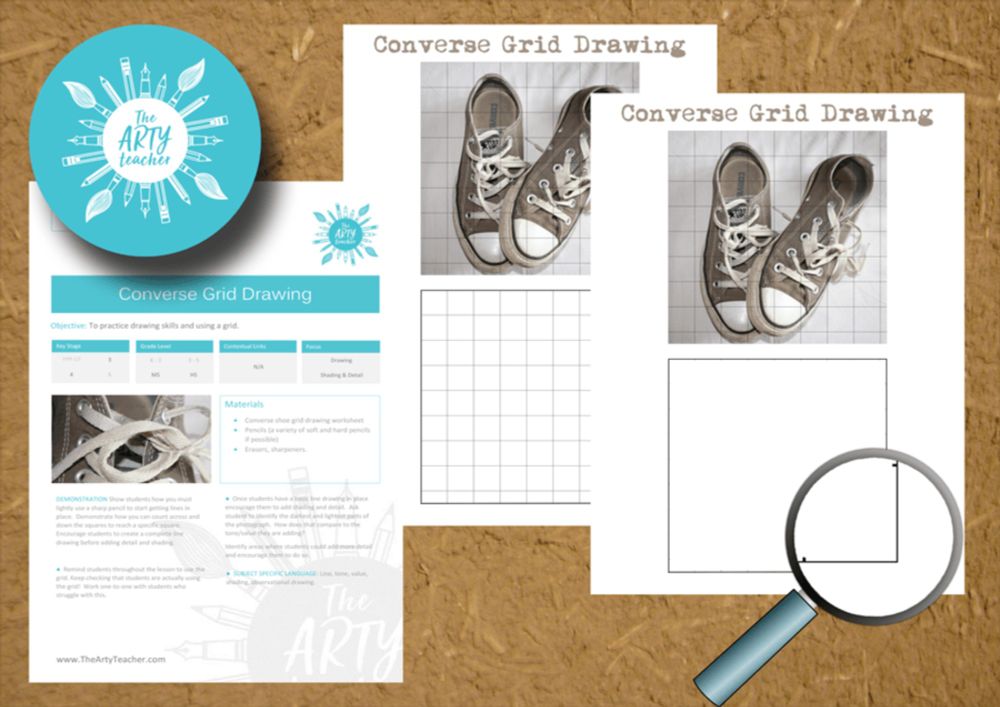 Converse Shoe Grid Drawing - The Arty Teacher