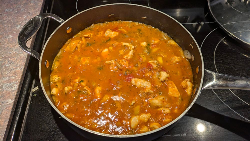 Chicken Cacciatore made with garden ingredients 