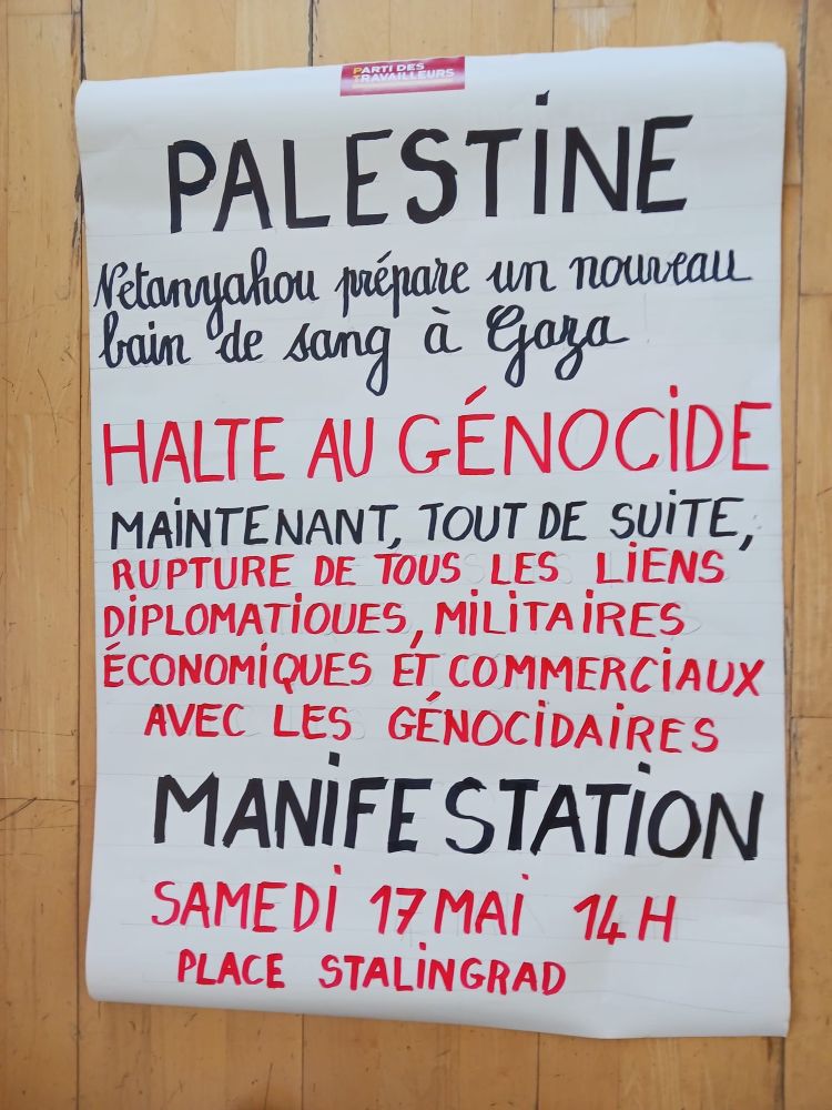Appel à une manifestation le samedi 17 mai place Stalingrad 