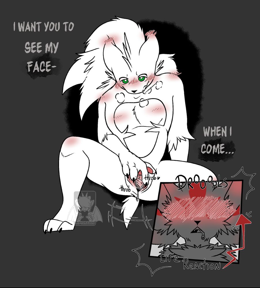 sonic lays down, once again. legs open and a hand spreading his pussy open.
the text reads: I want you to see my face when I come...
on the corners there's shadow's "life reaction", the ultimate lifeform is completely stunned and his face is fully red.