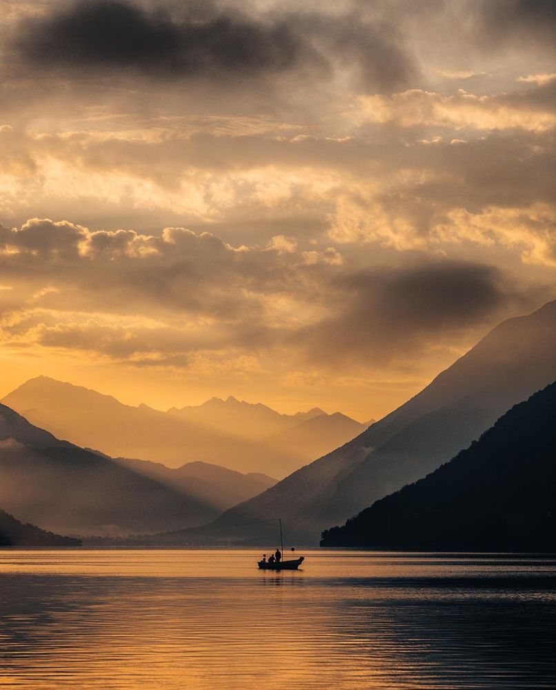 Beautiful golden scene of Gandria, Switzerland 