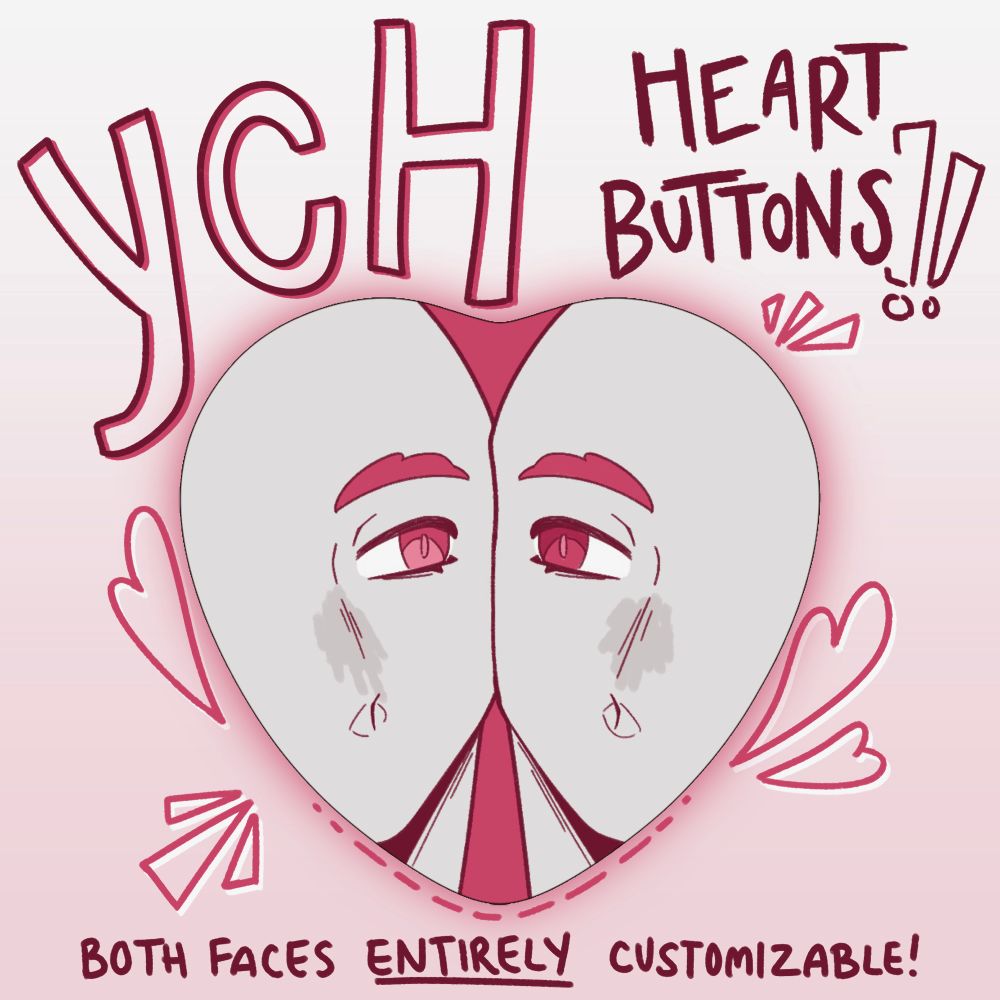 A graphic depicting a YCH Heart Button Commission!