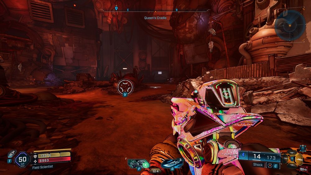Borderlands 4 screenshot of a character holding a Phosphene Katagawa's Revenge sniper.
