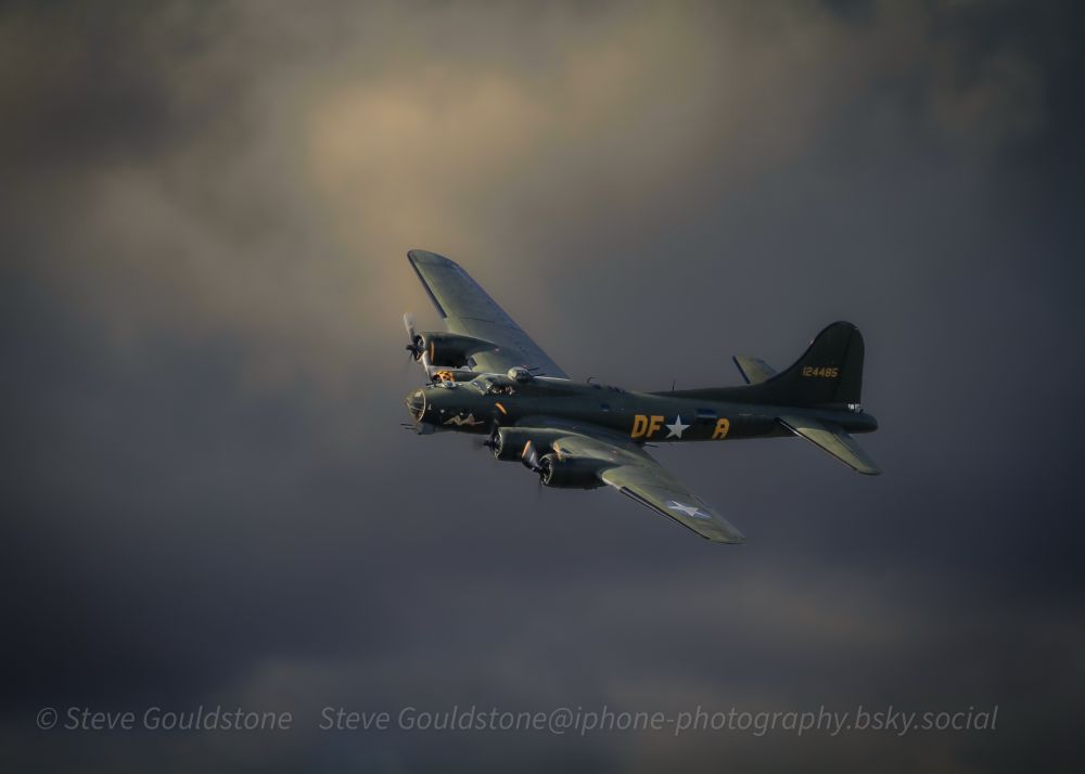 B17 “Sally B” - Flying low, loud and proud in stormy skies over Highclere Castle (aka Downton Abbey to most folks outside England)