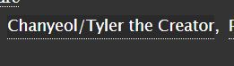 Screenshot of EXO fanfic with main pairing tagged "Chanyeol/Tyler the Creator"