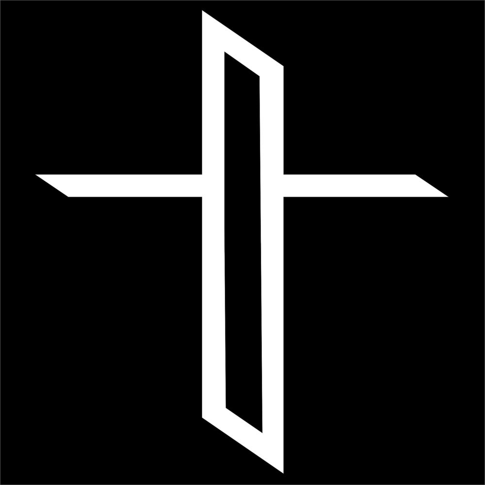 A Christian cross in white on black, derived from an X. 
(CC-0) Juri Maier