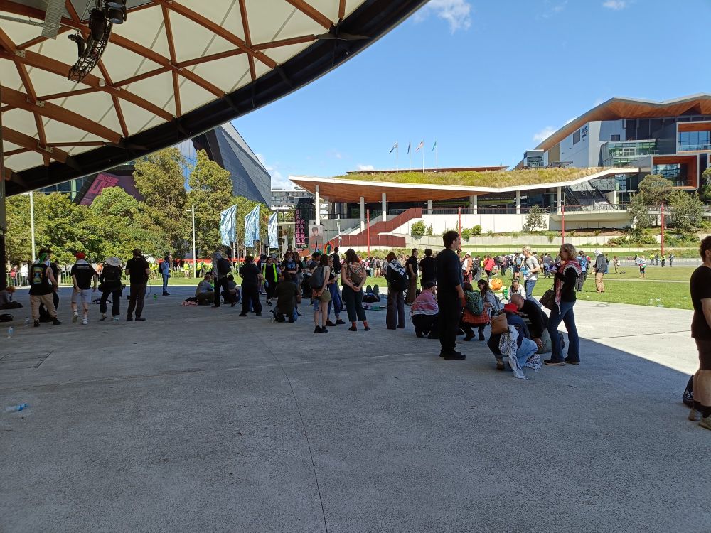 Victims of pepper spray being treated.