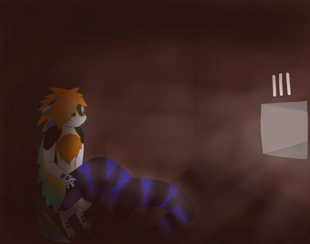 Rali petting an indigo lizard resting it's head on their lap.