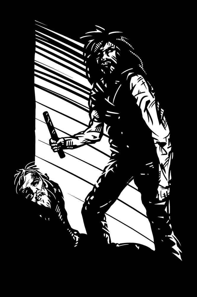 A laneway ruffian caught in an act of violence.