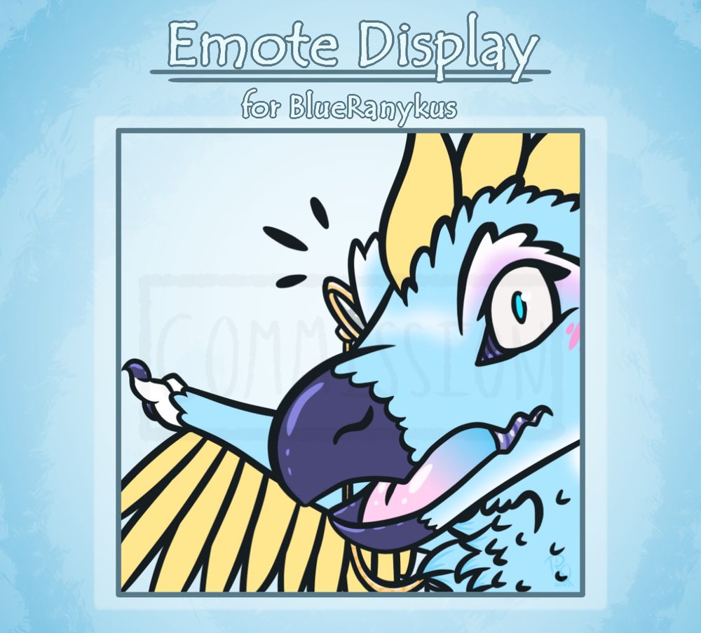 A digitally drawn display for an emote commission to BlueRanykus. Its the pointing meme, but with their dinotuber character.