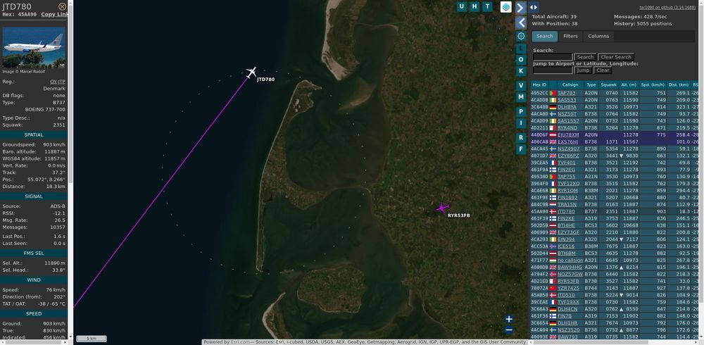 Map image with captured plane.