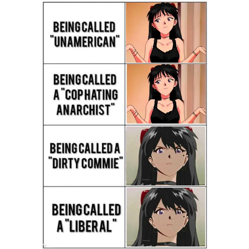 being called Un-American goth asuka shrugs 
being called a cop hating anarchist goth asuka shrugs 
being called a dirty call me goth asuka stairs angrily 
being called a liberal goth asuka stares angrily