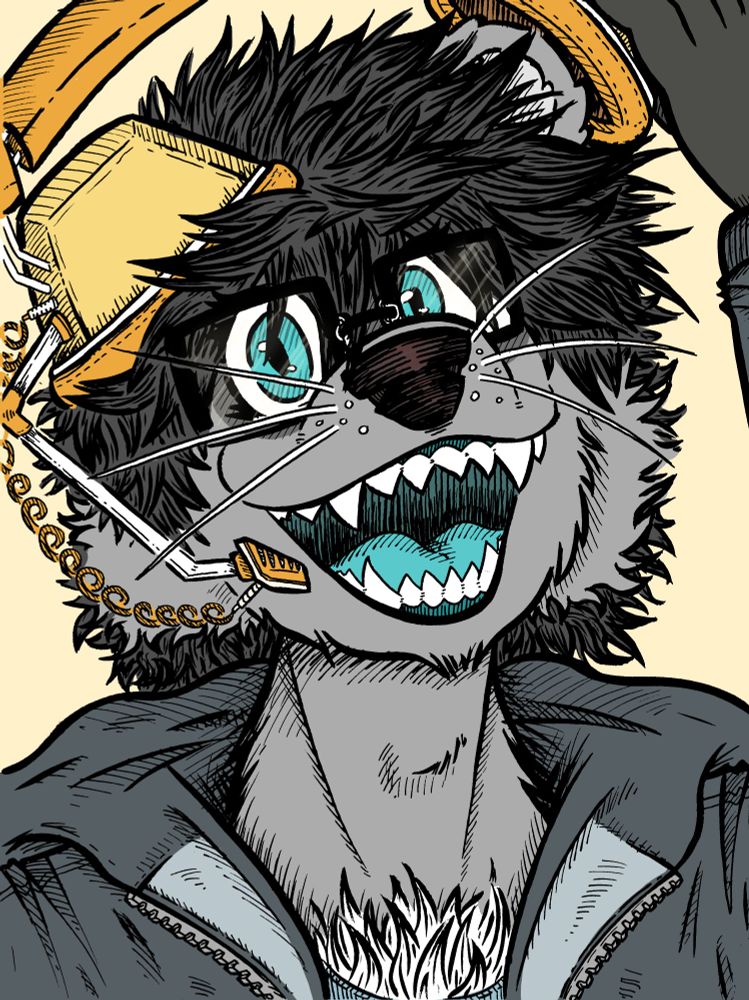 A bespectacled, grey furred otter is looking at you, pulling one of his earphones up to listen to you.

"Yo! What's up?"