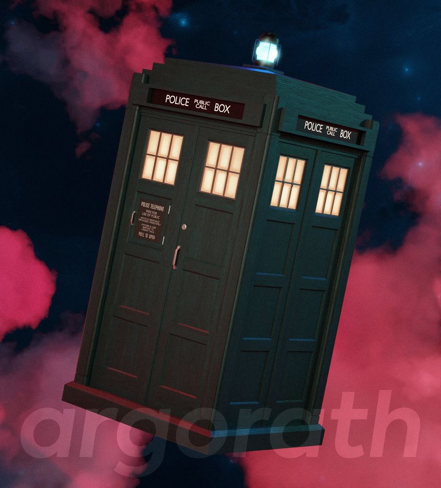 The 2018 and onwards TARDIS exterior, floating in a nebula