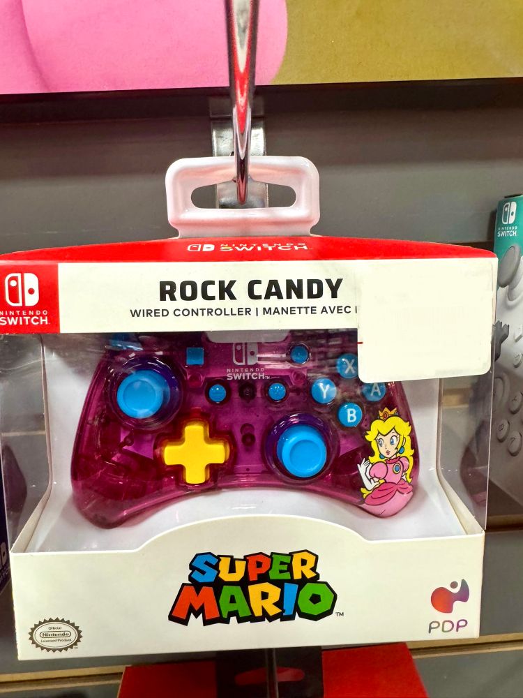 Transparent Princess Peach Switch controller